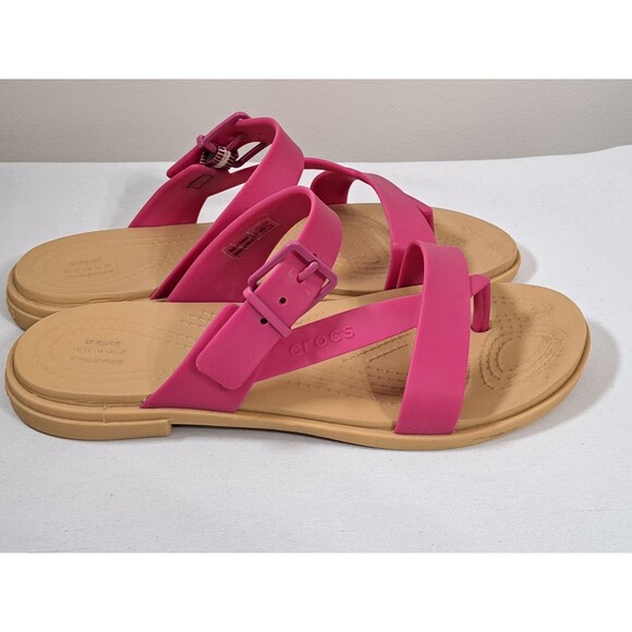 Crocs Tulum Toe Post Sandals Women's Size 6 Fuchsia & Tan - Picture 4 of 10
